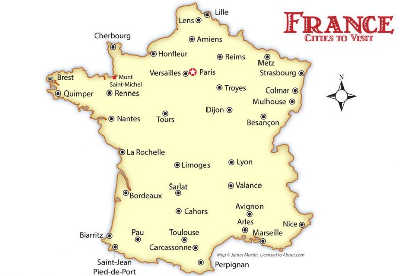 Franciaország Városok térkép és útikönyv